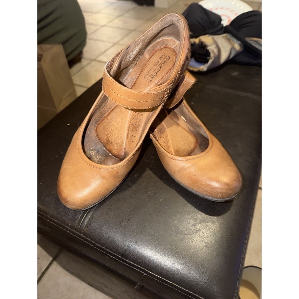 Rockport Cobb Hill Abbott Ankle Strap Mary Jane Almond Full Grain Leather Size 8